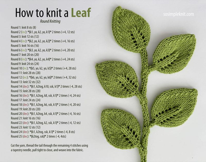 how to knit a leaf