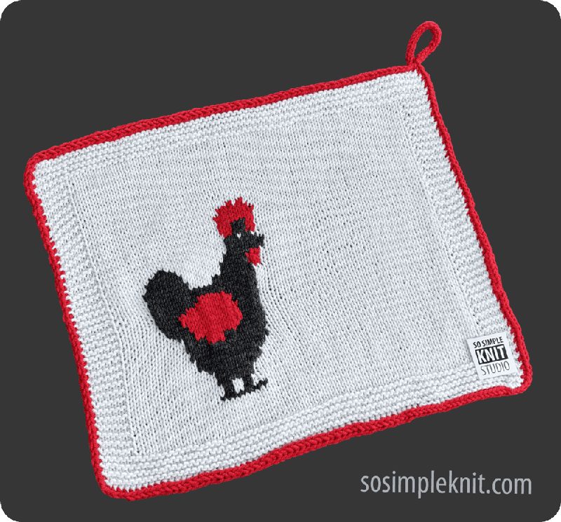 easter kitchen towel with chicken free knitting pattern