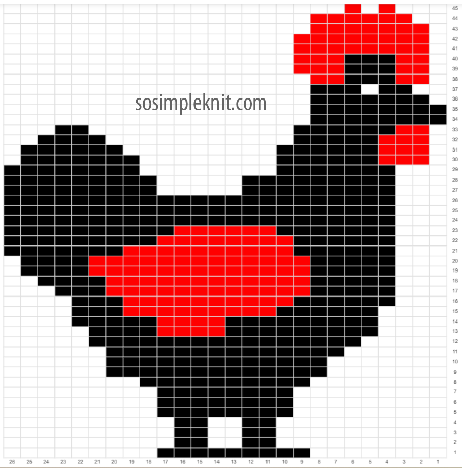 easter chicken chart for knitting pattern | sosimpleknit.com