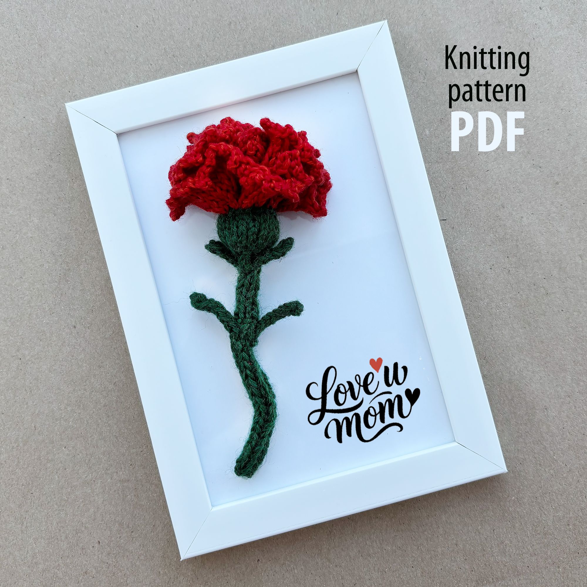 Carnation Flower Pattern Knitting Pattern