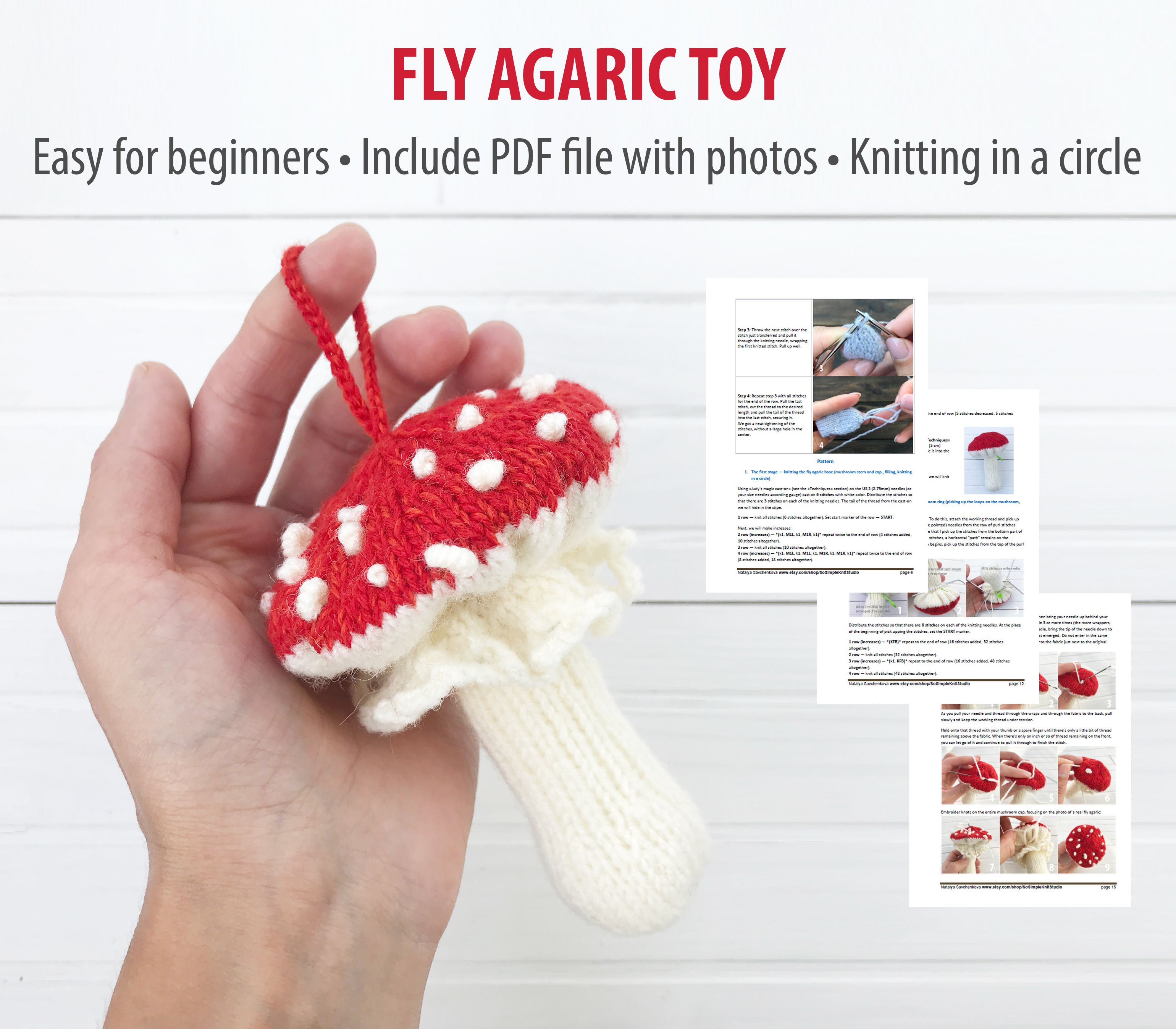 Fly Agaric Mushroom Amanita Muscaria Knitting Pattern