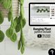 The image features a knitted pothos hanging plant with vibrant green leaves cascading downward. The leaves are detailed with ribbed textures, showcasing the knitting pattern. In the background, a tablet displays a YouTube tutorial on knitting, with the video partially visible. The foreground presents a light-colored knitted pot where the plant is housed, suggesting a cozy and inviting atmosphere. The overall color palette consists mainly of greens and neutrals.