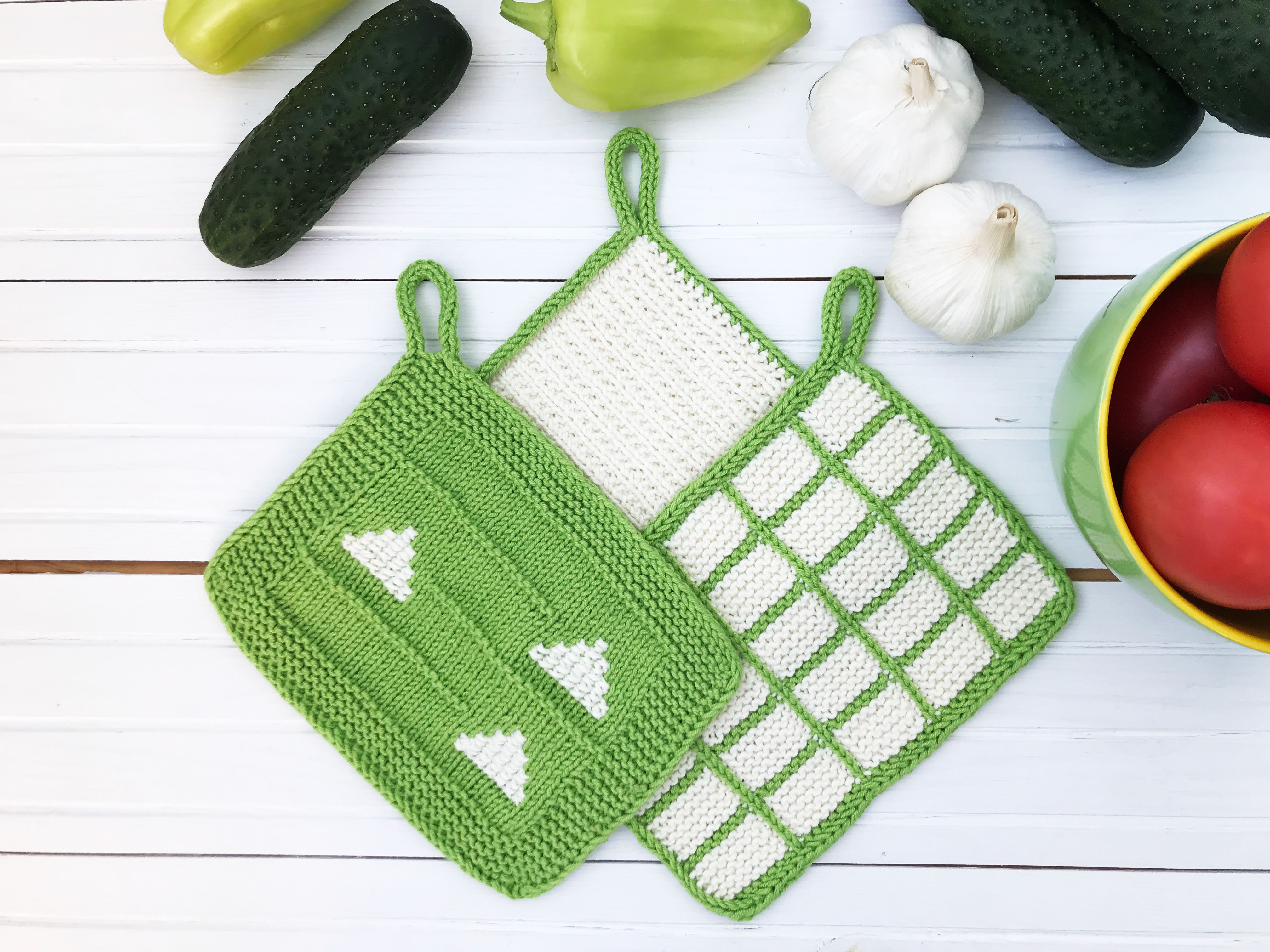 Set of 3 Knitted Dishcloths Knittting Pattern